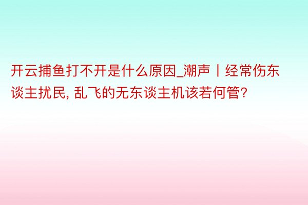 开云捕鱼打不开是什么原因_潮声丨经常伤东谈主扰民, 乱飞的无东谈主机该若何管?